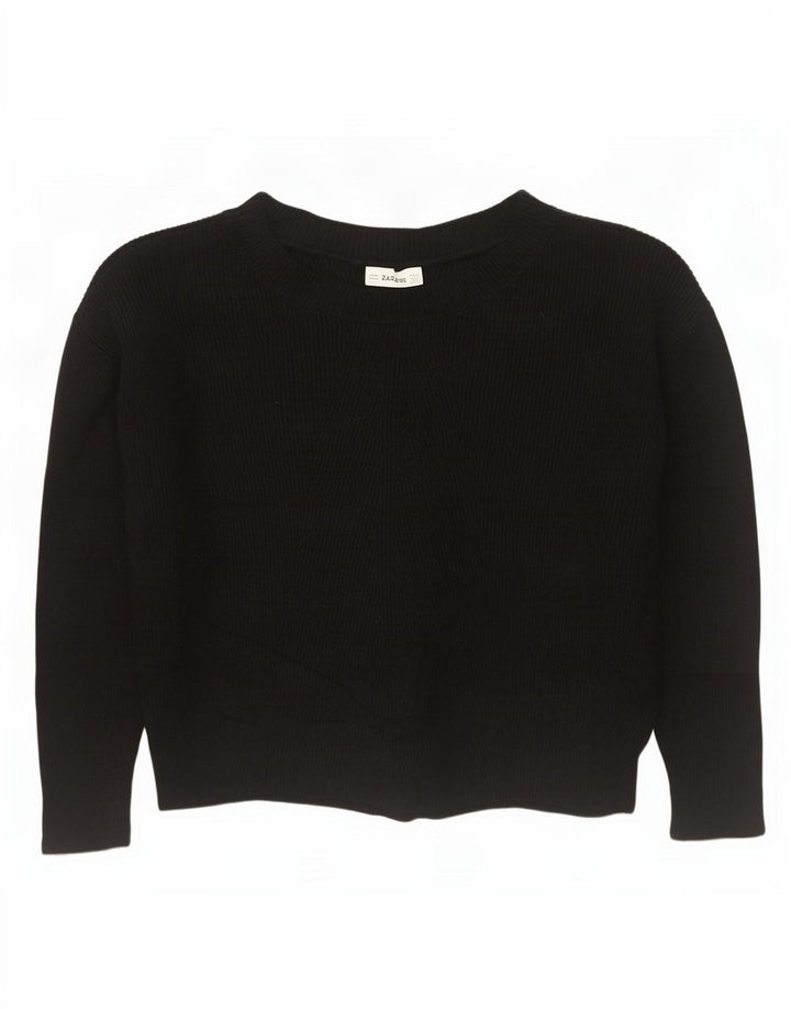 Zara Suéter feminino oversized com gola canoa Reino Unido 14 médio preto viscose