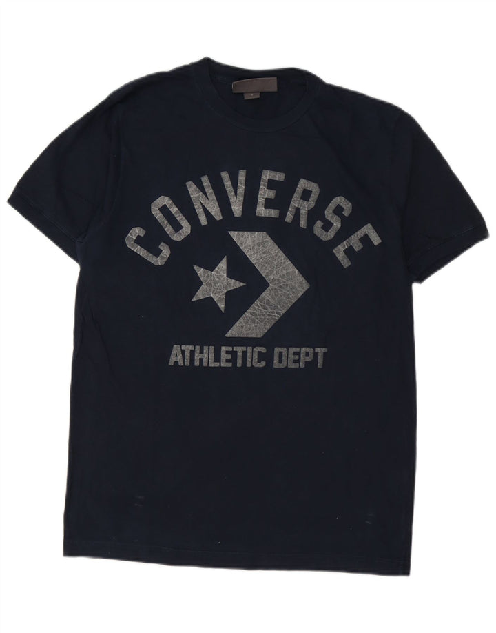 Converse Mens Graphic T-Shirt Top Pequeno Algodão Azul Marinho