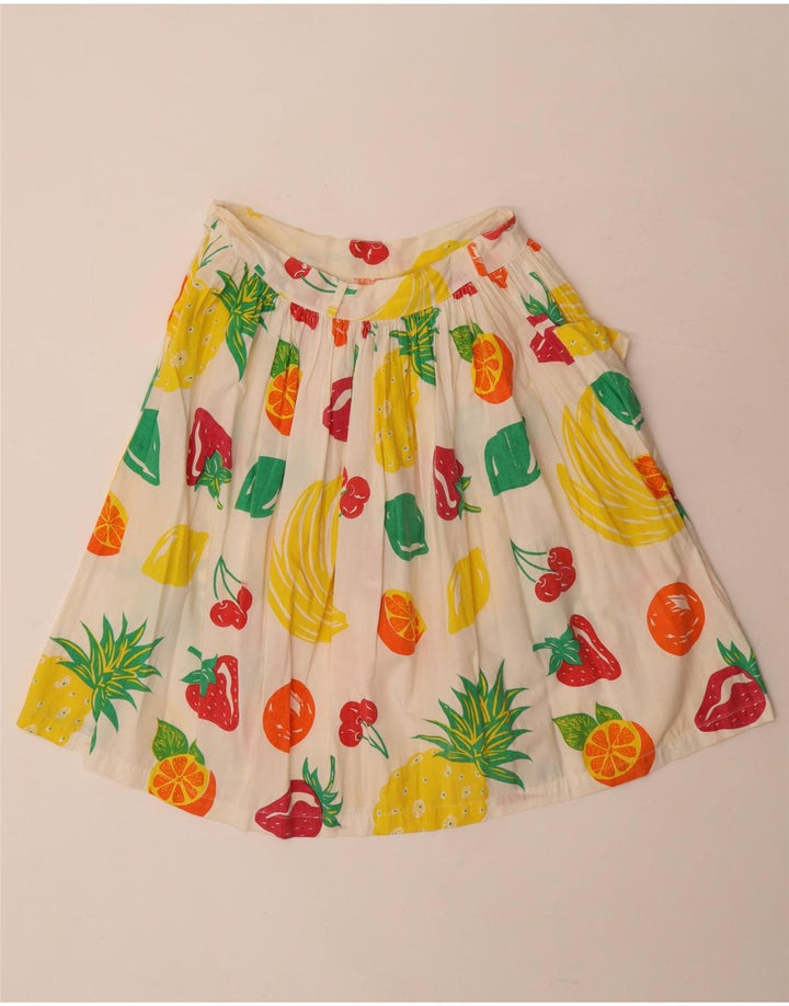Saia feminina vintage gráfica linha A W29 médio branco