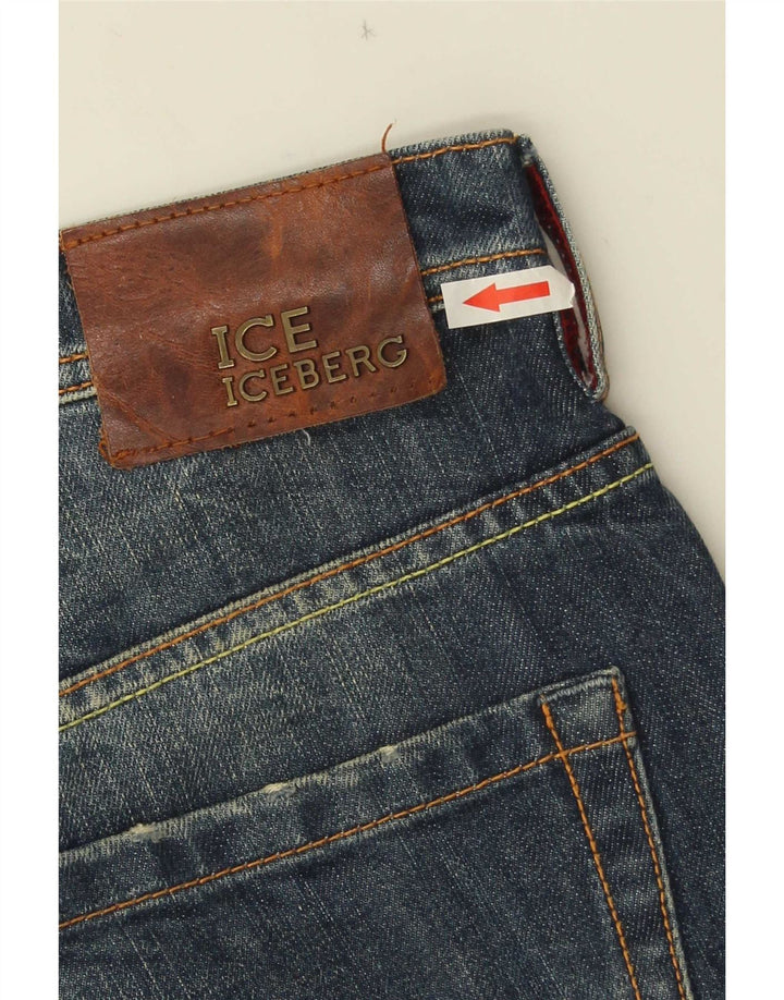 Iceberg Mens Milan Distressed Slim Jeans W34 L32 Azul Algodão