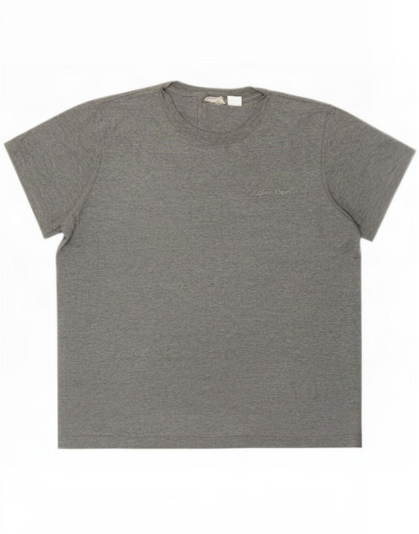 Calvin Klein Camiseta masculina top pequeno algodão manchado cinza