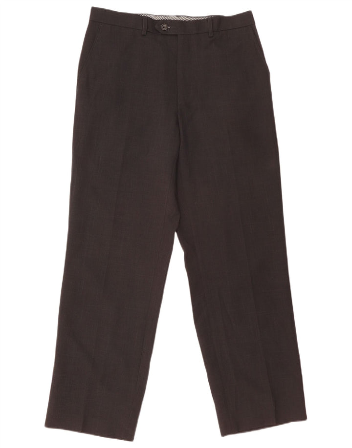 Calça masculina de terno reto Marks & Spencer W34 L31 preta