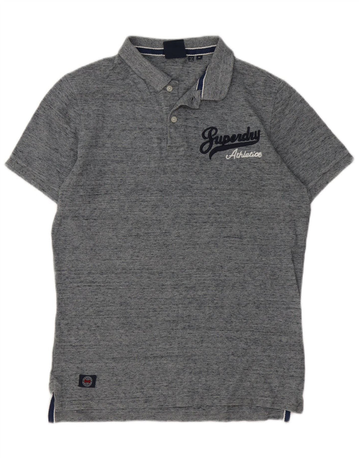 Camisa polo masculina Superdry Graphic cinza médio algodão manchado