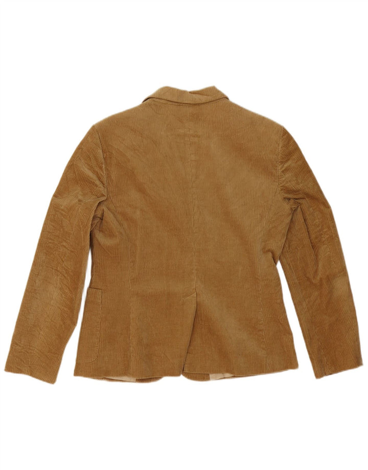 Jaqueta blazer feminina de veludo cotelê com 3 botões Benetton IT 46 grande algodão marrom