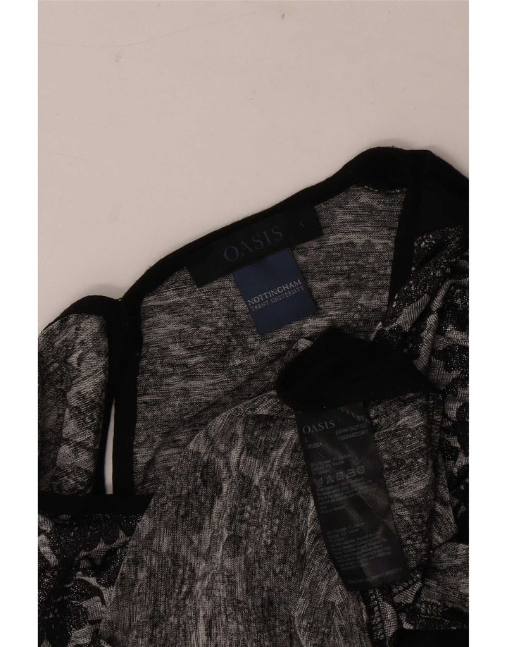 Blusa feminina Oasis UK 10 pequena preta floral poliéster
