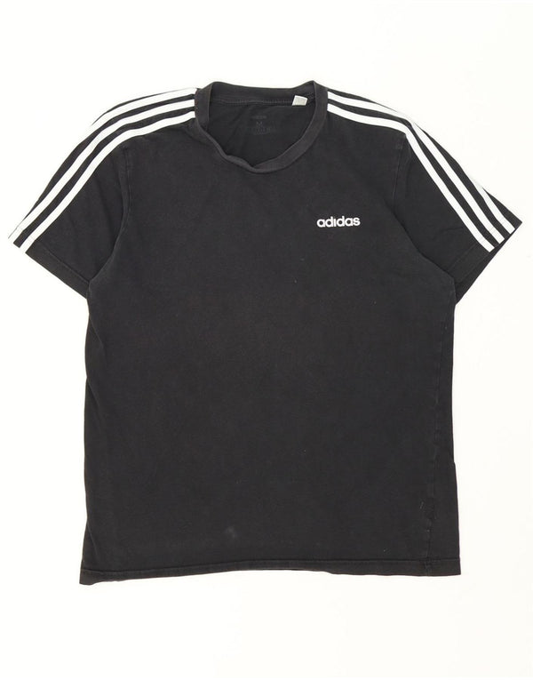 Adidas Mens Camiseta Top Médio Algodão Preto