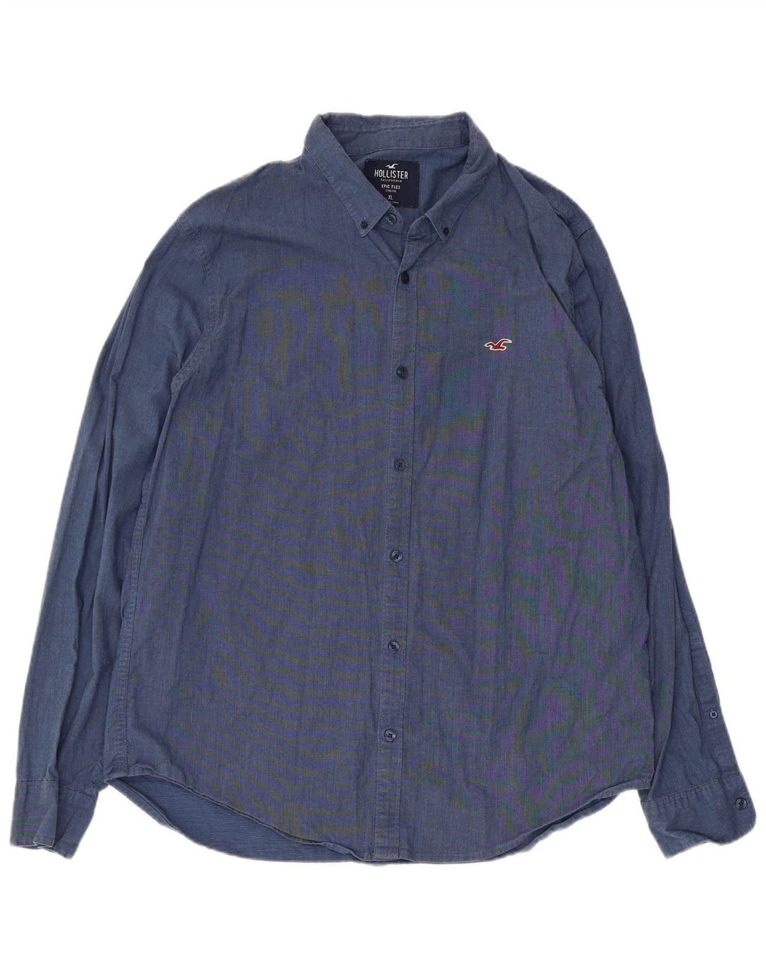 Camisa masculina Hollister XL azul algodão