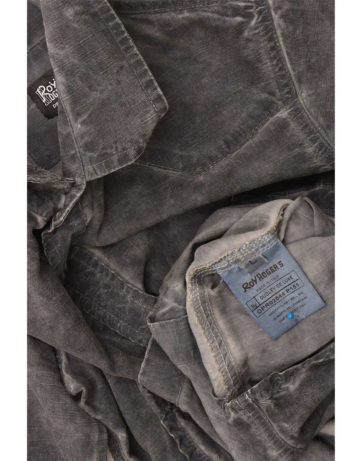 Camisa Roy Rogers masculina com lavagem ácida grande cinza Lyocell