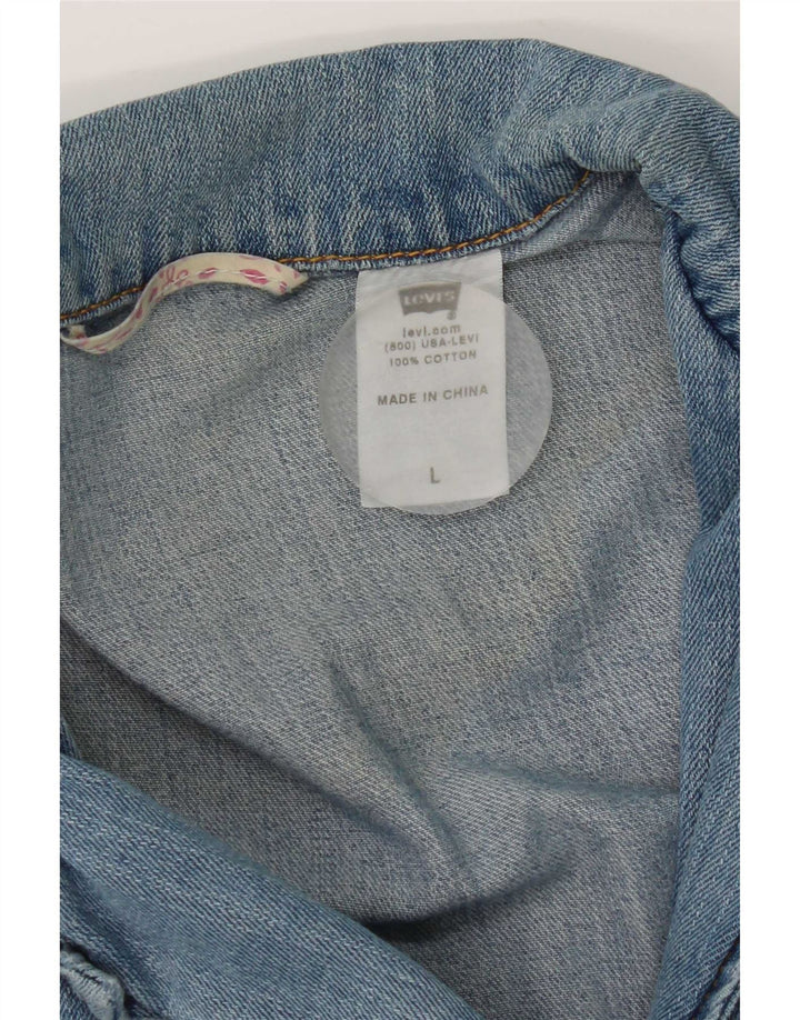 Jaqueta blazer jeans feminina com 3 botões Levi's Reino Unido 16 grande algodão azul