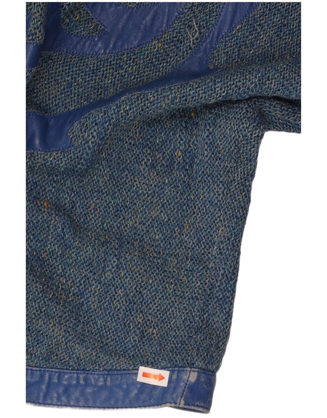 Suéter cardigã feminino vintage VINTAGE Reino Unido 16 grande azul manchado