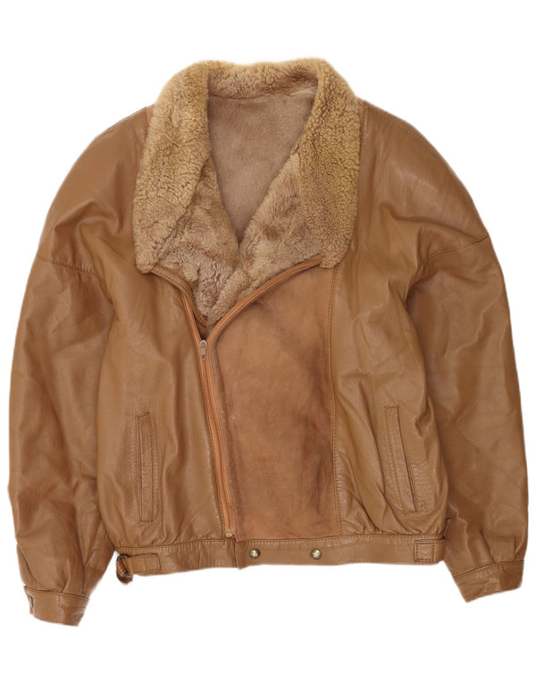 Jaqueta masculina vintage shearling IT 50 grande bege