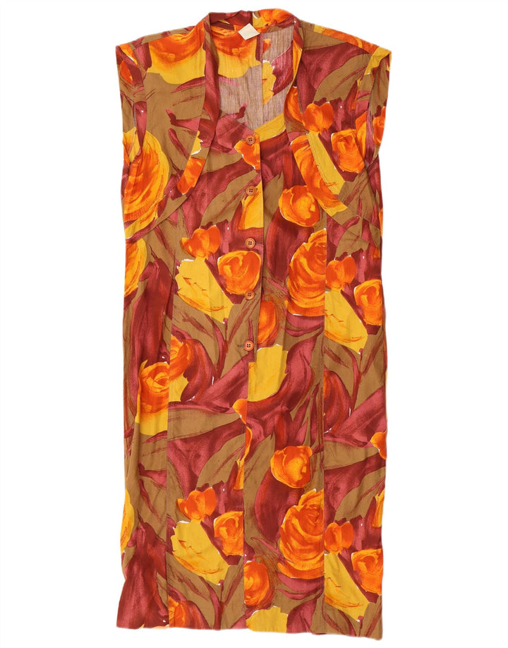 Vestido feminino vintage sem mangas IT 44 médio floral multicolorido