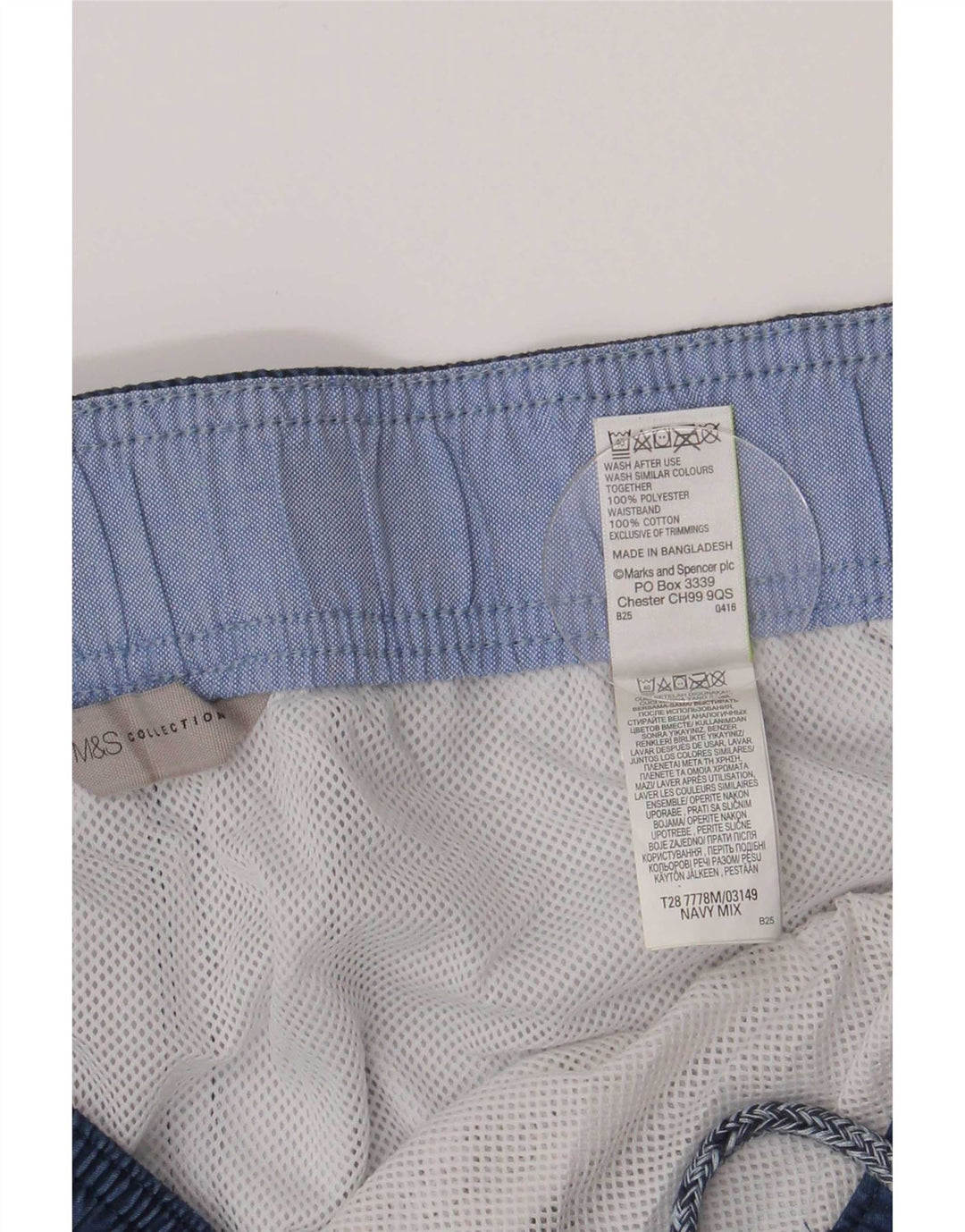 Shorts de natação masculino Marks & Spencer XL azul marinho floral poliéster