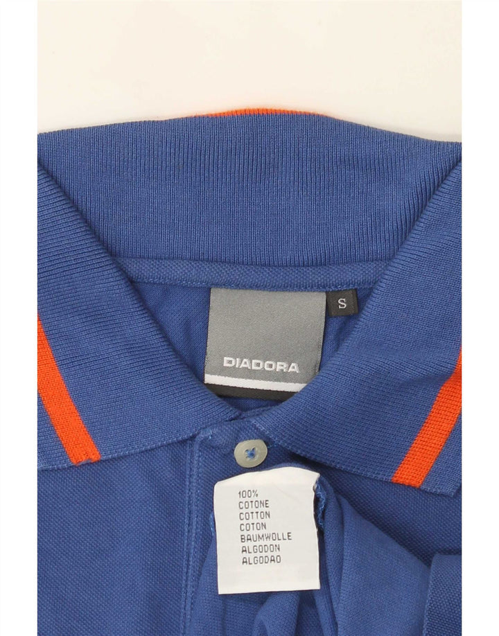 Camisa polo masculina Diadora pequena azul algodão
