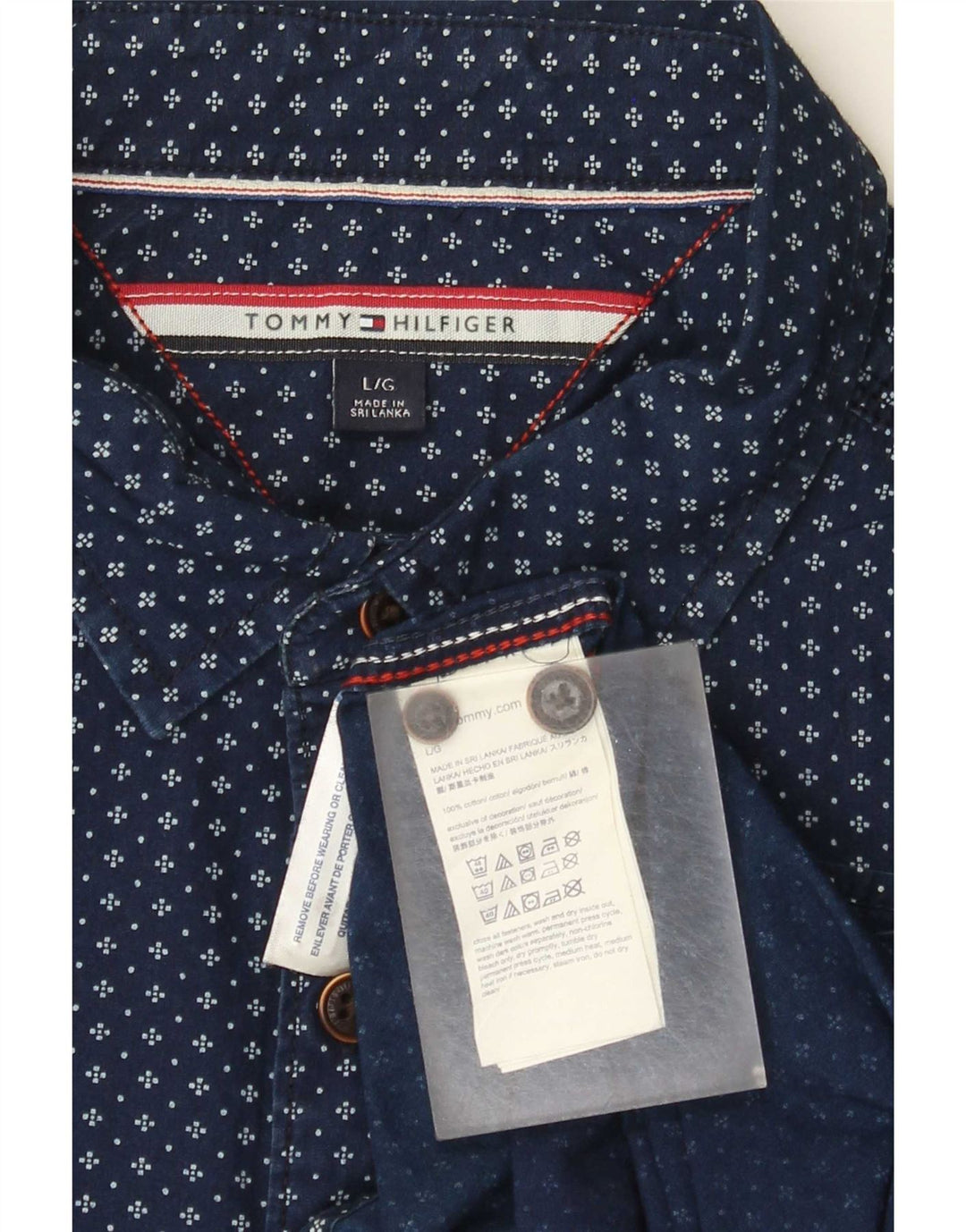 Camisa masculina Tommy Hilfiger com estampa abstrata grande algodão azul marinho