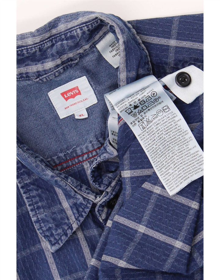 Camisa masculina Levi's XL azul xadrez algodão
