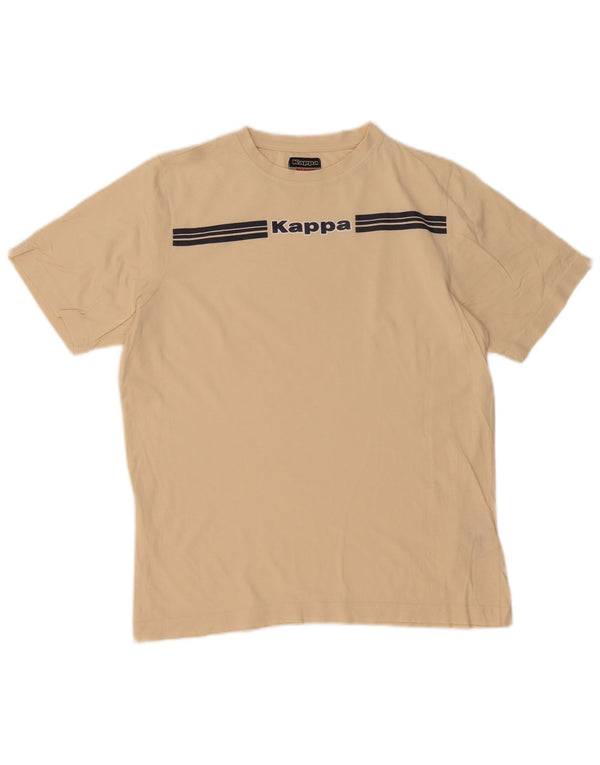 Kappa Mens Graphic T-Shirt Top Medium Beige Cotton