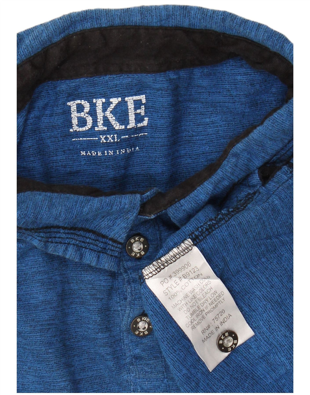 Camisa polo masculina BKE 2XL algodão manchado azul