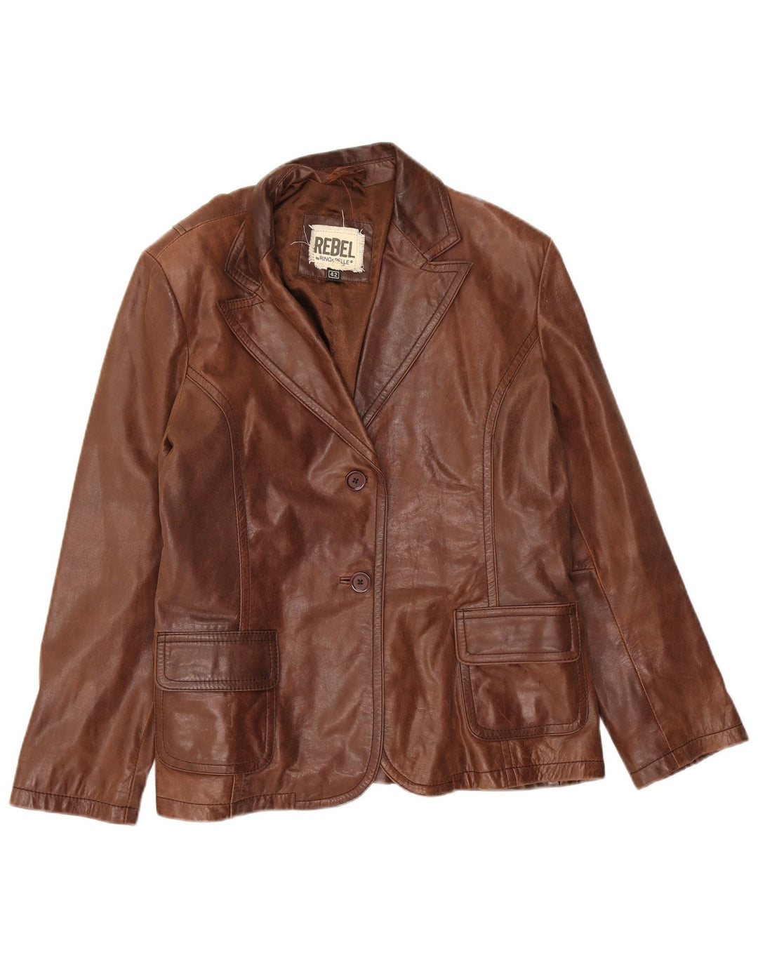Jaqueta blazer feminina Rino & Pelle com 2 botões IT 42 couro marrom médio