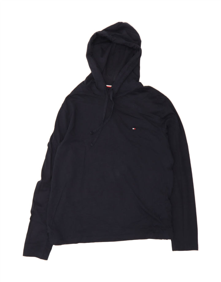 TOMMY HILFIGER Mens Hoodie Jumper Large Navy Blue Cotton Vintage Tommy Hilfiger and Second-Hand Tommy Hilfiger from Messina Hembry 