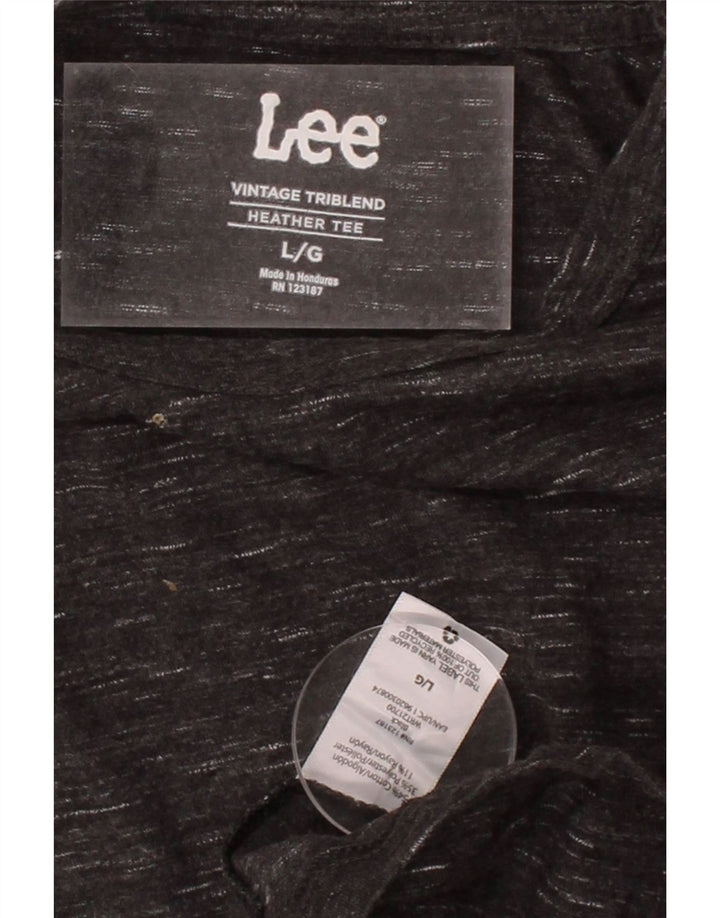 LEE Mens T-Shirt Top Large Black Flecked Cotton Vintage Lee and Second-Hand Lee from Messina Hembry 
