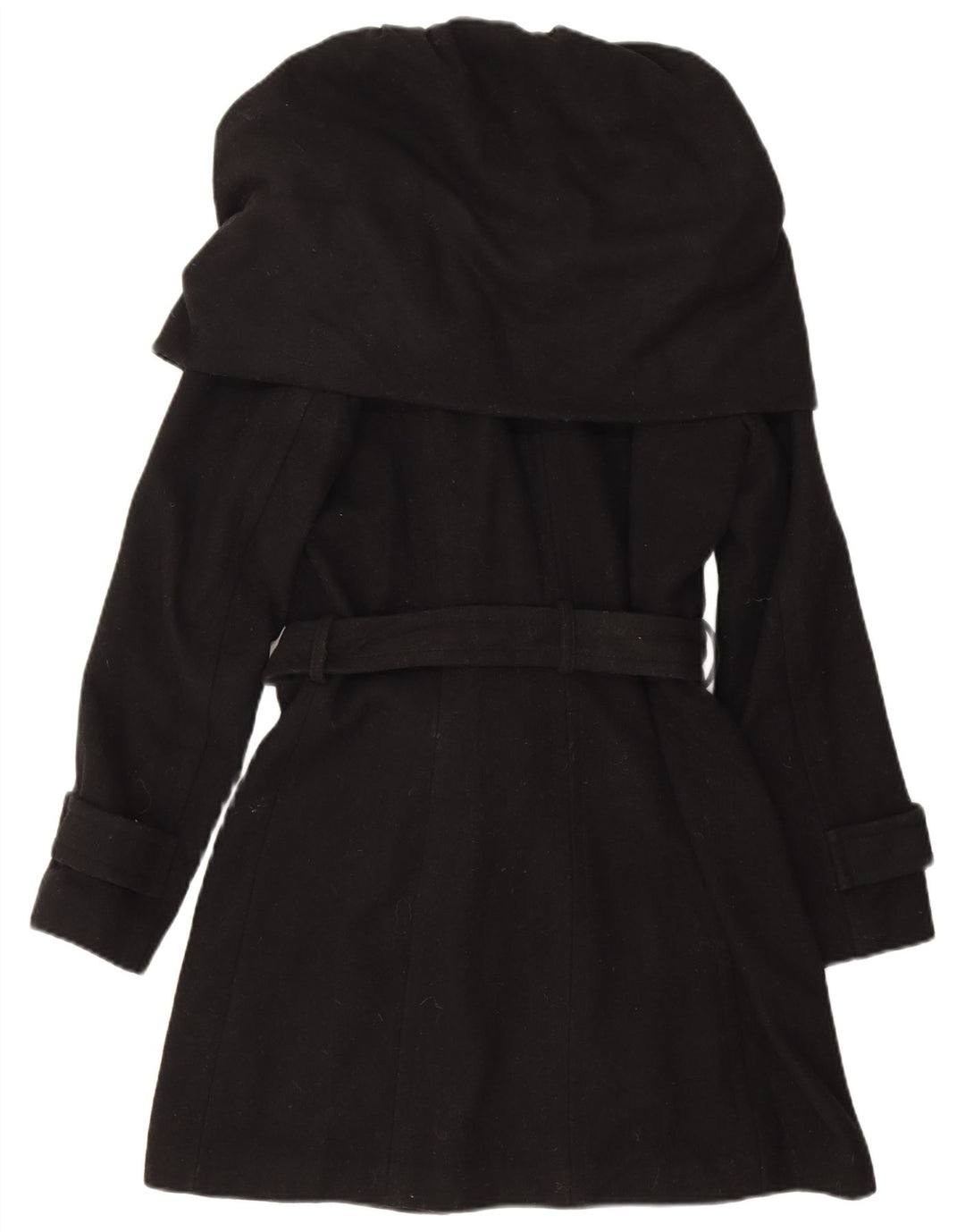 Zara Womens Trench Coat UK 12 Médio Lã Preta