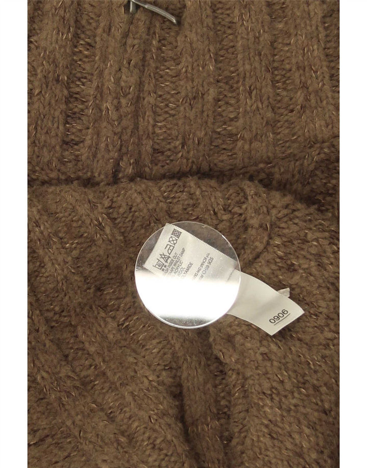 Suéter masculino Marks & Spencer com zíper e gola em acrílico marrom médio