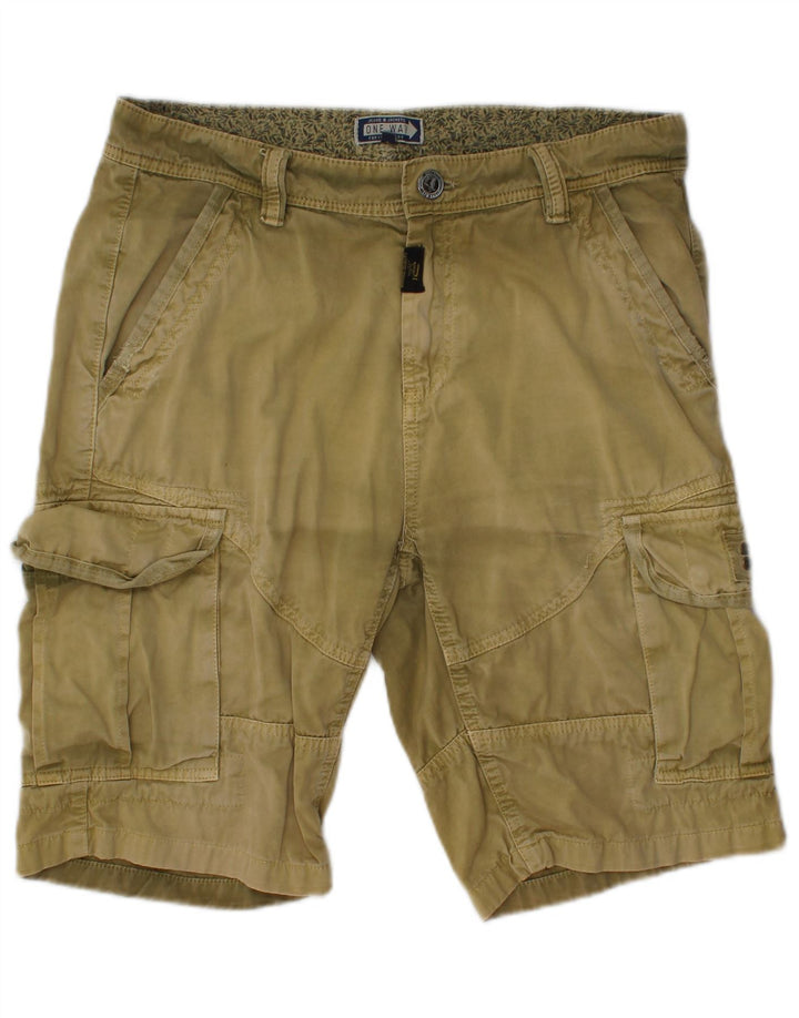 Shorts cargo masculino ONE WAY médio W32 algodão cáqui