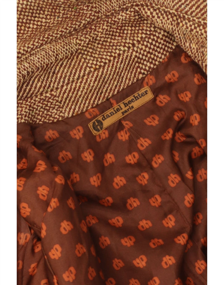Sobretudo feminino Daniel Hechter UK 8 pequeno xadrez marrom
