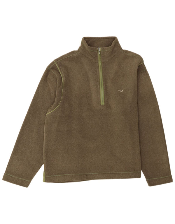 Moletom masculino Fila com zíper e gola 2XL poliéster cáqui