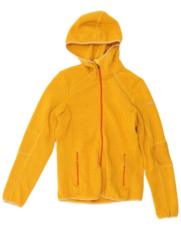 Suéter cardigã feminino com capuz Columbia UK 12 poliéster amarelo médio