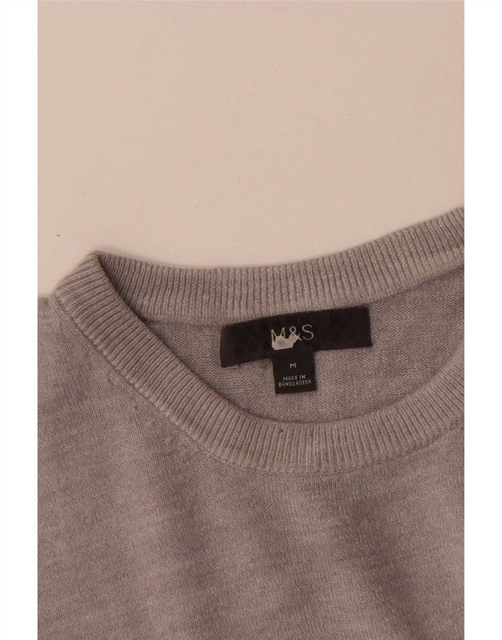 Suéter masculino Marks & Spencer com gola redonda e acrílico cinza médio