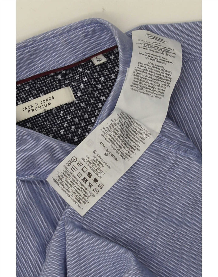 Camisa masculina Jack & Jones tamanho 42 grande algodão azul