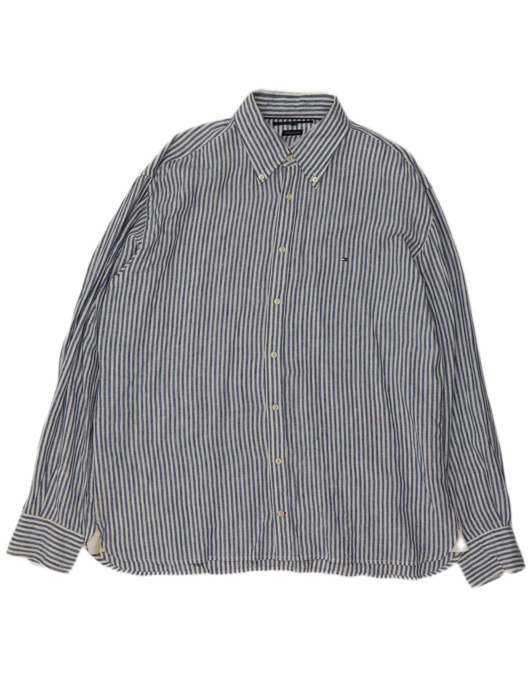 Camisa masculina Tommy Hilfiger 2XL linho listrado azul