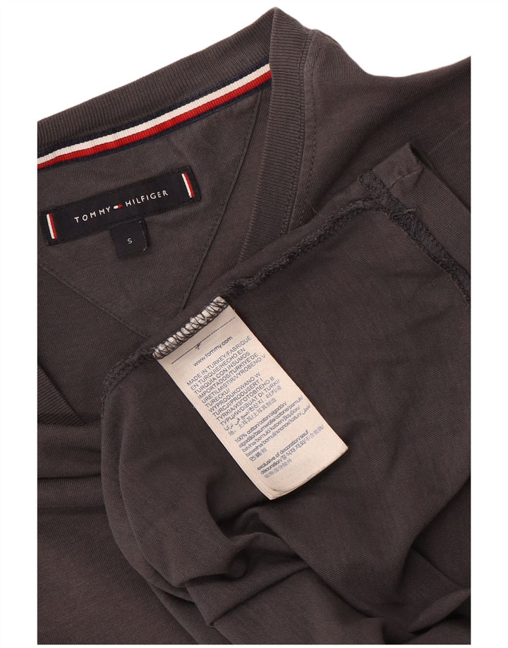 Camiseta masculina Tommy Hilfiger top pequeno algodão cinza
