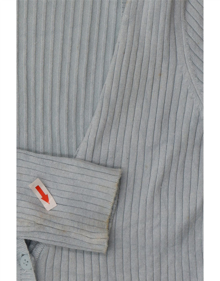Suéter cardigã feminino Zara Reino Unido 12 rayon azul médio