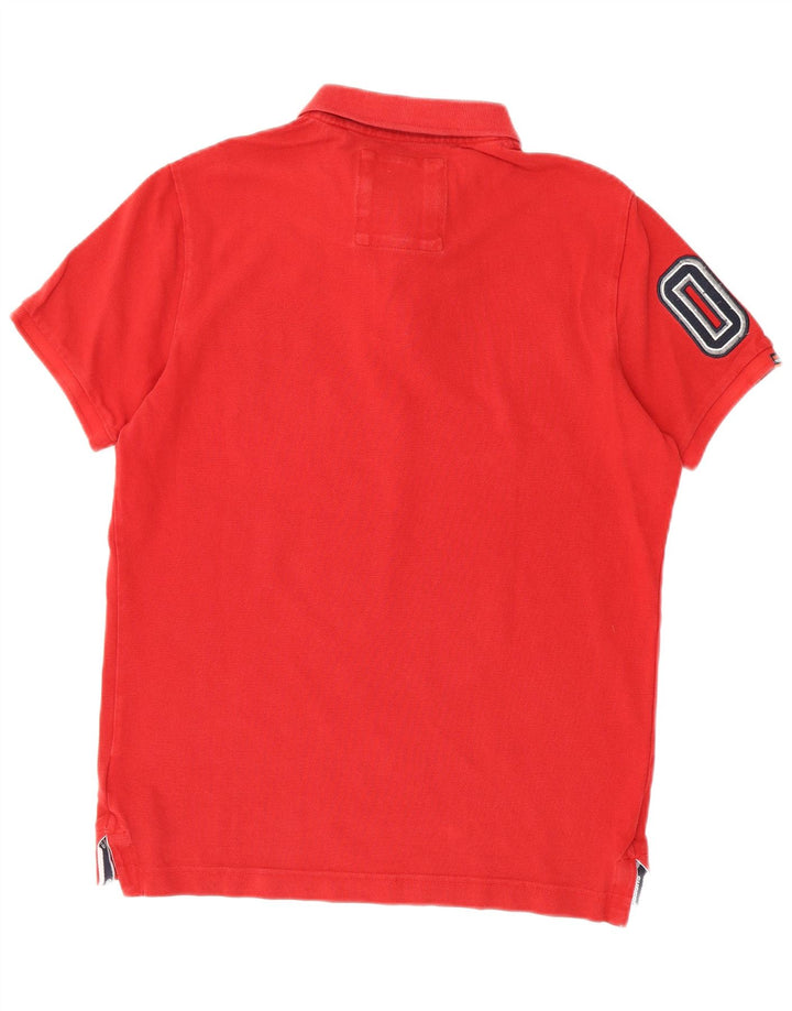 Superdry camisa polo masculina gráfica grande algodão vermelho