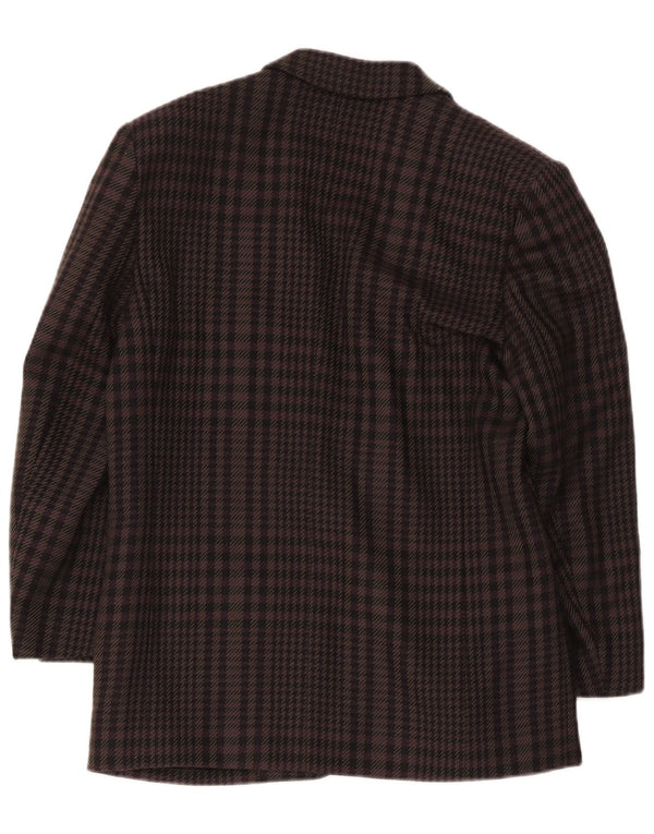 Jaqueta blazer feminina Helyett com 1 botão IT 42 lã houndstooth marrom médio