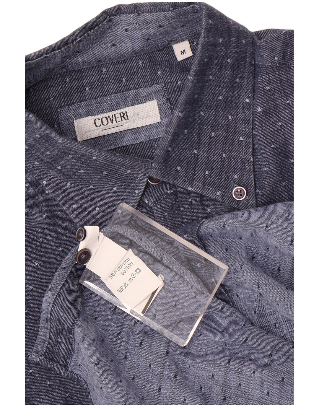 Camisa masculina Coveri de algodão manchado azul marinho médio