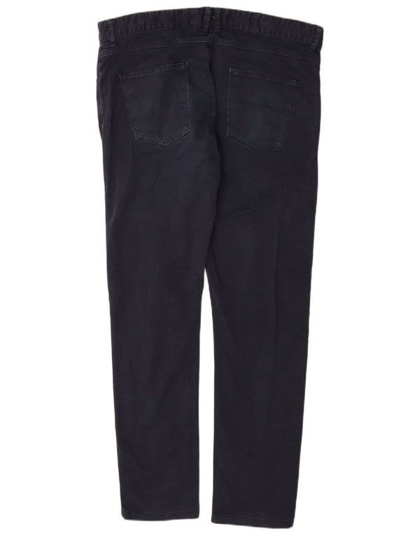 Zara Mens Skinny Calça Casual EU 48 XL W38 L31 Azul Marinho Algodão