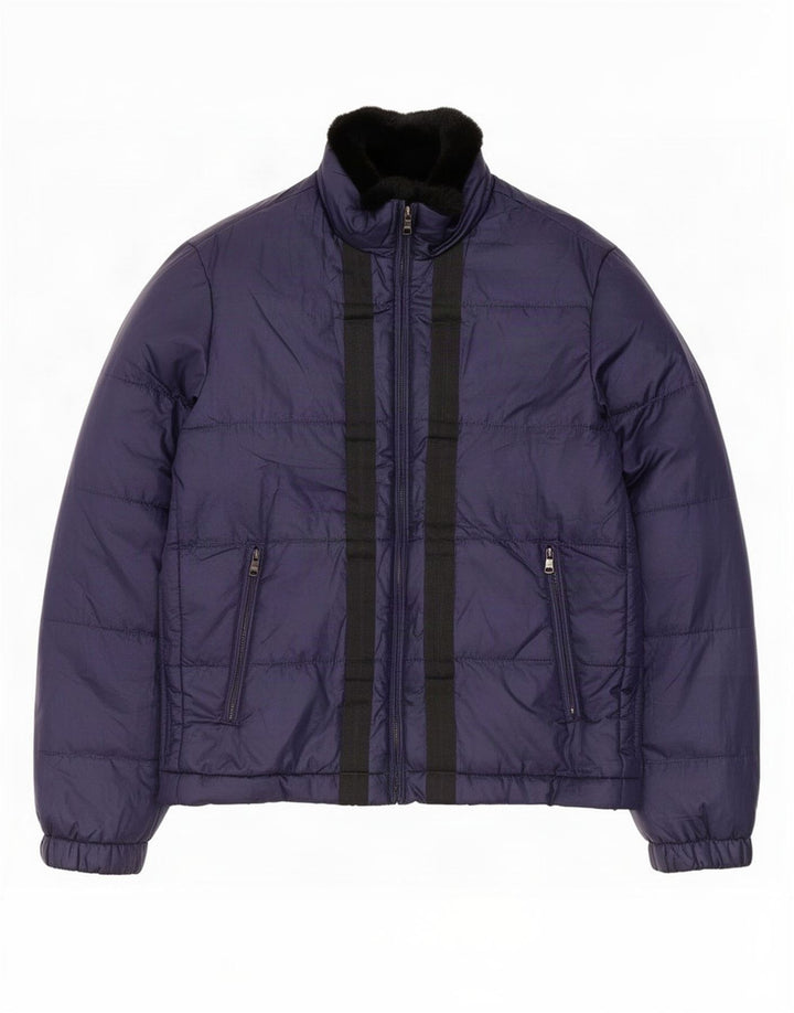 Jaqueta acolchoada masculina Hugo Boss EU 48 poliéster azul marinho médio