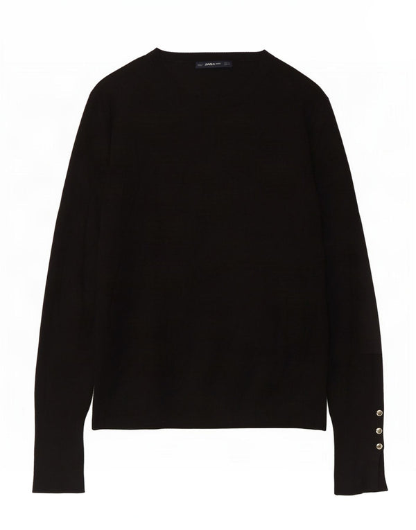Suéter feminino Zara com gola canoa Reino Unido 14 grande preto