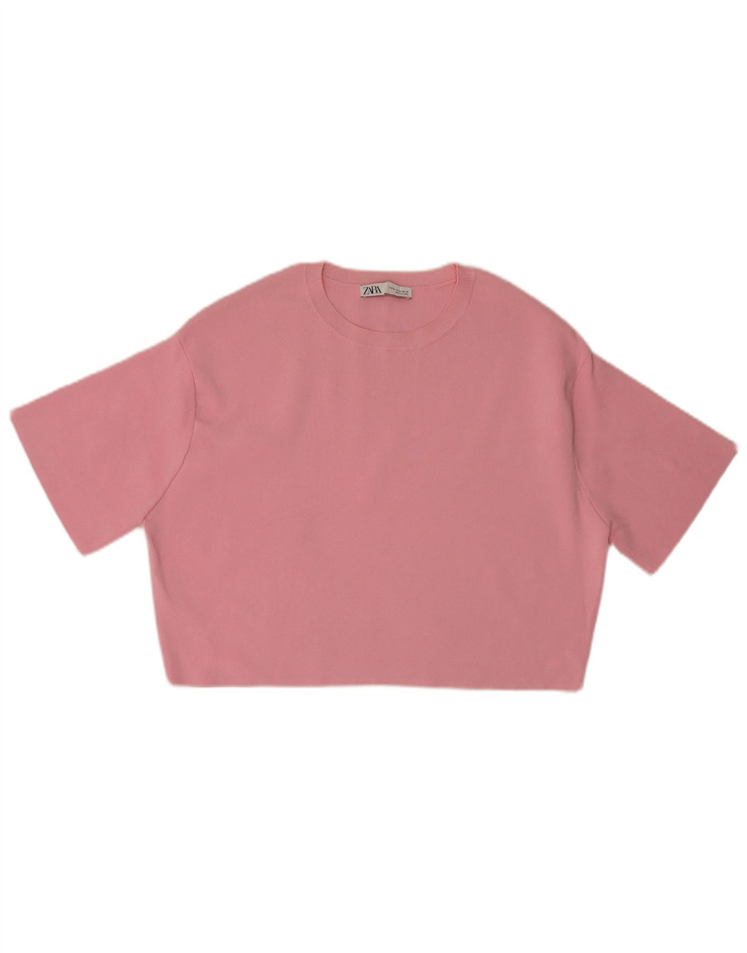 Zara Top curto feminino UK 14 médio rosa nylon