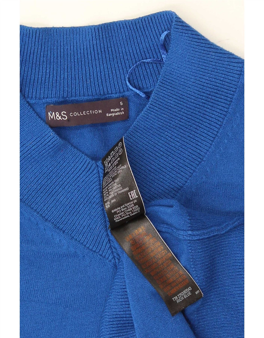 Suéter feminino Marks & Spencer com decote em V, Reino Unido 10 pequeno azul