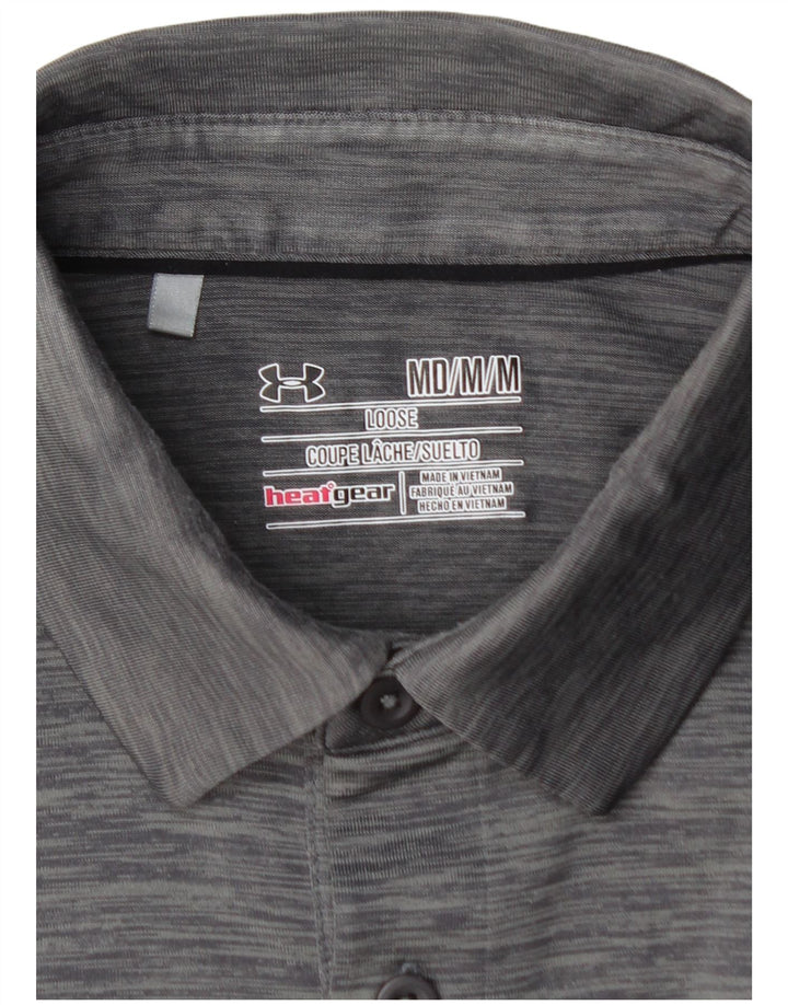 Camisa polo masculina Under ARMOUR Heat Gear listrada cinza médio
