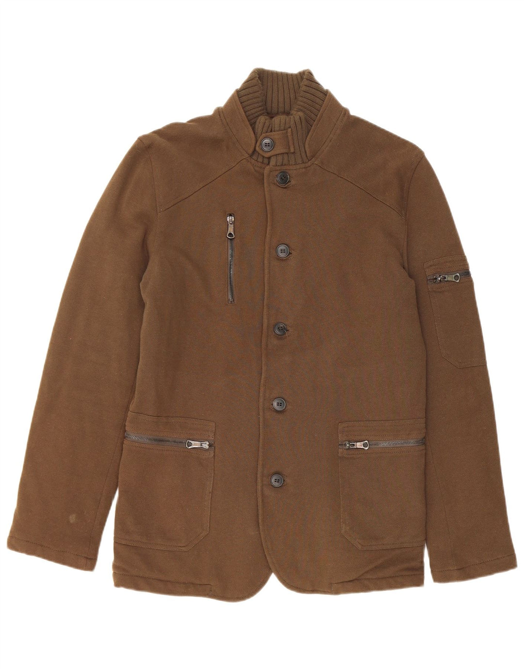 Jaqueta corta-vento masculina Zara UK 38 algodão cáqui médio
