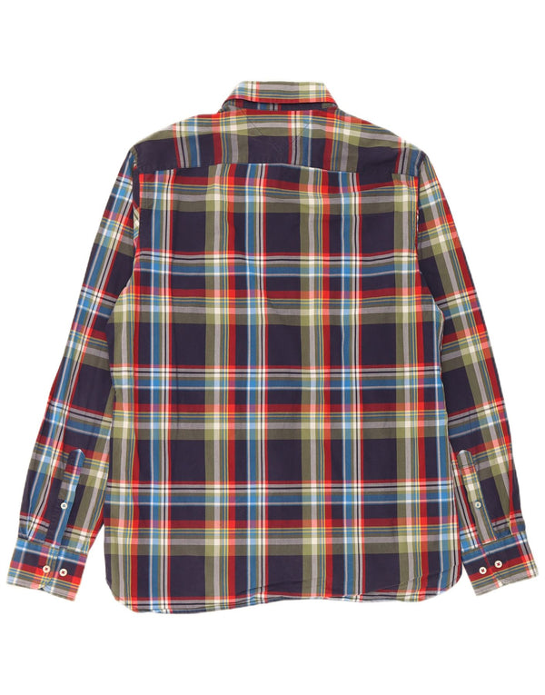 Tommy Hilfiger Mens Regular Fit Shirt Medium Navy Blue Check Cotton