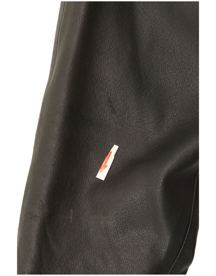 Jaqueta de couro superdimensionada feminina vintage IT 48 2XL couro preto