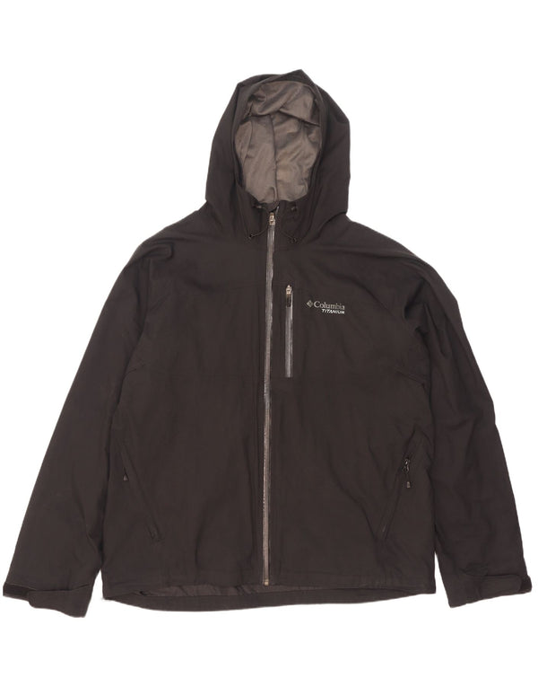 Columbia Mens Titanium Hooded Rain Jacket UK 42 XL Poliéster Preto