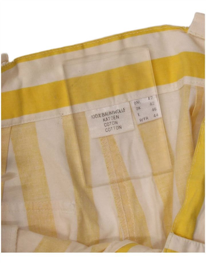 Shorts Chino feminino VINTAGE com perna larga UE 42 grande W30 listrado amarelo